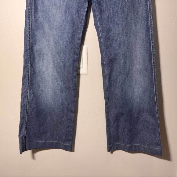 Love Moschino Blue Wide Leg Jeans Size 28 Hemmed Heart Pockets - Picture 3 of 12